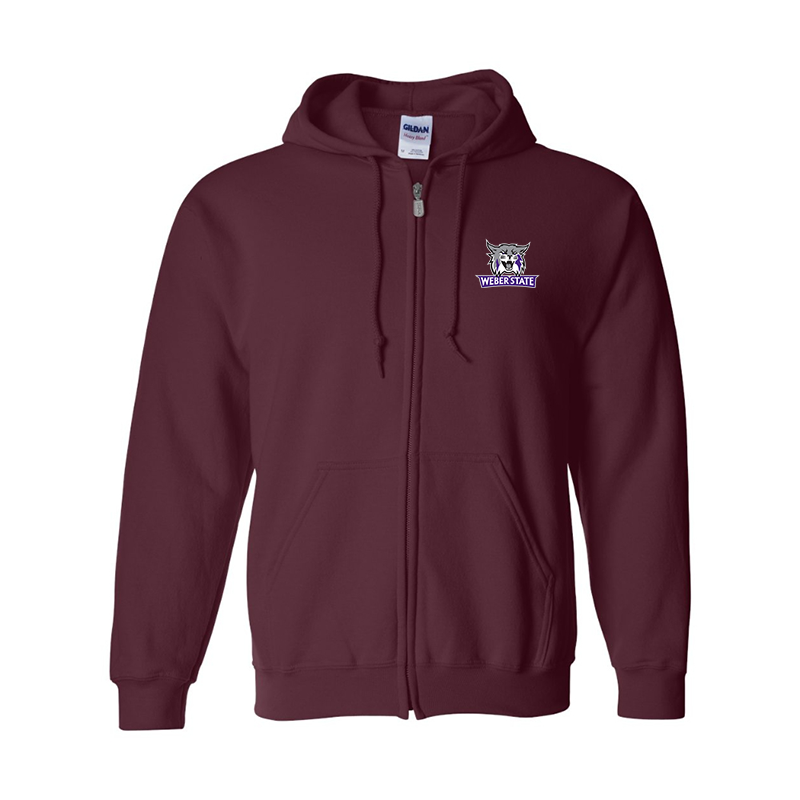 Men's Weber State Wildcats Gildan  Heavy Blend Full Zip Hooded Sweatshirt